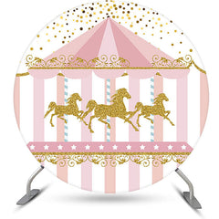 Cercle Or Glitter Carrousel Rose Anniversaire Toile de Fond