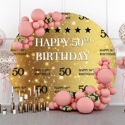 Cercle doré joyeux 50e anniversaire toile de fond pour la fête
