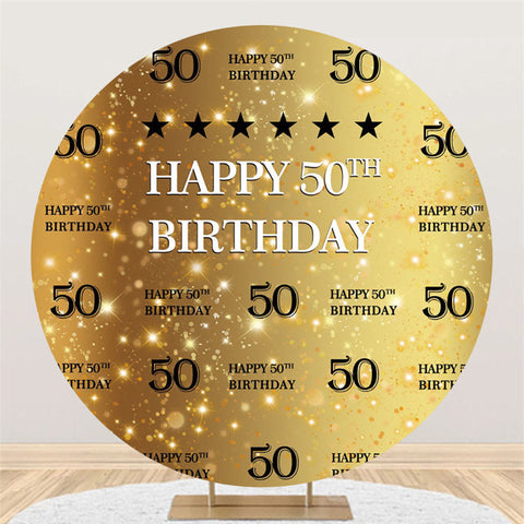 Cercle doré joyeux 50e anniversaire toile de fond pour la fête