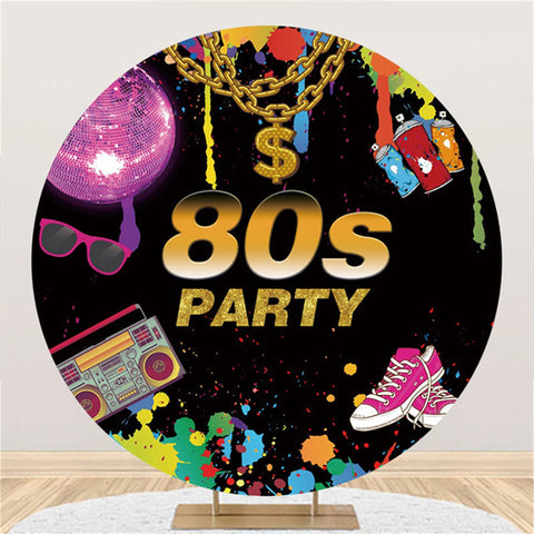 Circle Graffiti 80s Party Toile de fond pour joyeux anniversaire