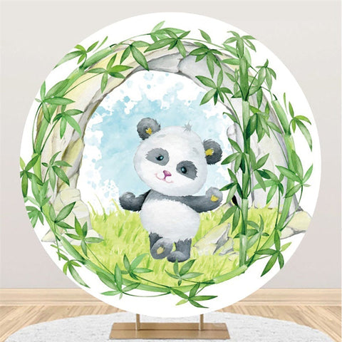 Cercle Vert Bambou Et Panda Rond Toile De Fond De Fête De Bébé