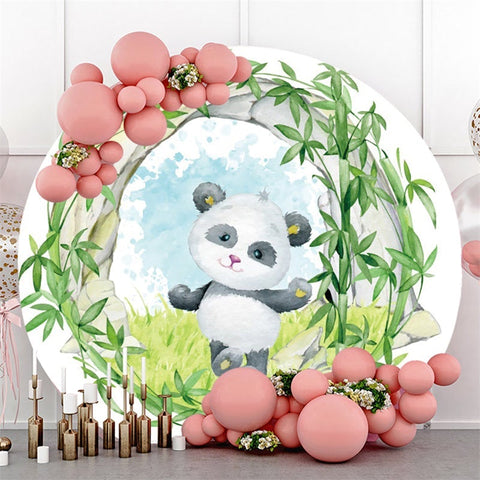 Cercle Vert Bambou Et Panda Rond Toile De Fond De Fête De Bébé