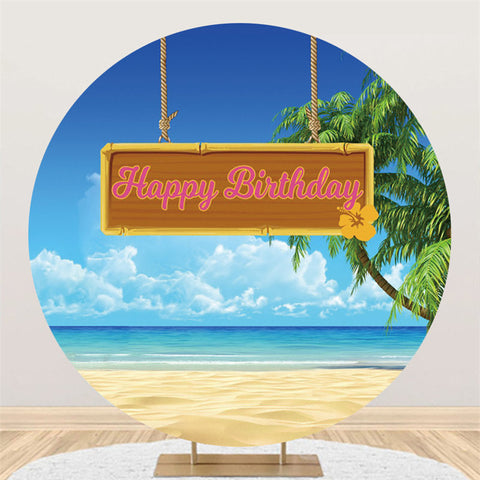 Cercle Hawaii Beach Été Joyeux Anniversaire Toile De Fond