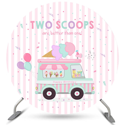 Cercle Ice Cream Van Stripe 2e Joyeux Anniversaire Toile de Fond