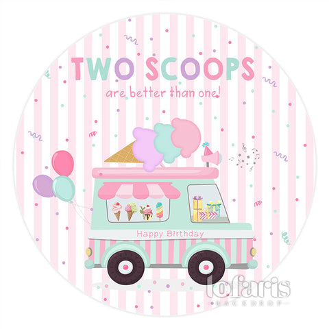 Cercle Ice Cream Van Stripe 2e Joyeux Anniversaire Toile de Fond