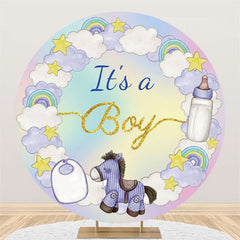 Circle Its A Boy Purple Sky Horse Toile de fond de douche de bébé