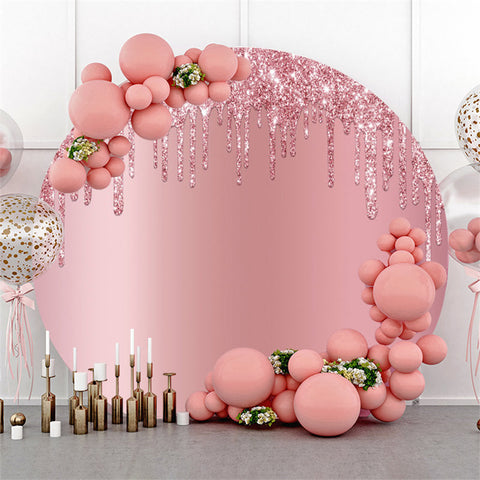 Décors de fête d'anniversaire à paillettes rose clair en cercle