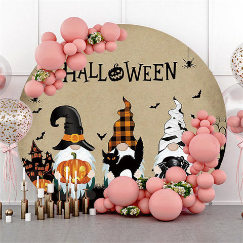 Cercle Petits Nains Joyeux Halloween Citrouilles Toile de Fond