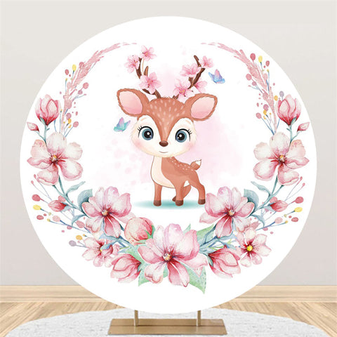 Cercle Rose Floral Et Elk Toile De Fond Pour La Fête D'anniversaire