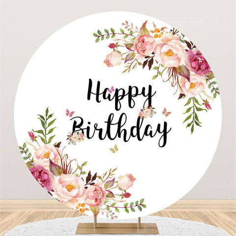 Cercle Rose Floral Blanc Toile de Fond Pour Joyeux Anniversaire