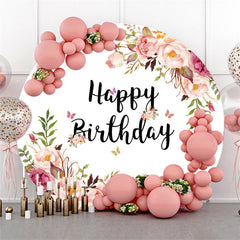 Cercle Rose Floral Blanc Toile de Fond Pour Joyeux Anniversaire
