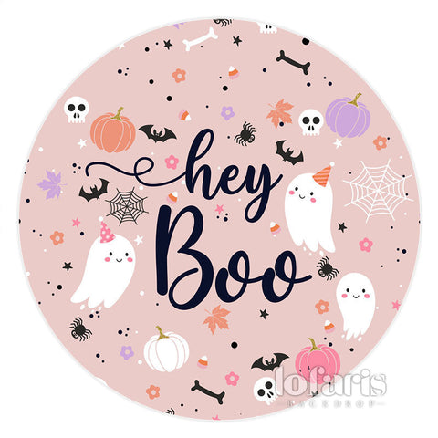 Cercle Rose Hey Boo Halloween Baby Shower Toile de Fond