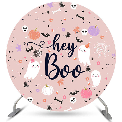 Cercle Rose Hey Boo Halloween Baby Shower Toile de Fond