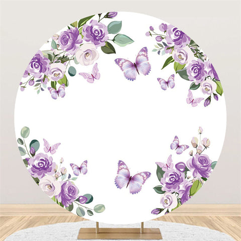 Cercle Violet Papillon Rose Joyeux Anniversaire Toile De Fond