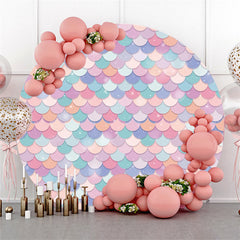 Toile de fond de sirène rose violet cercle pour fête d'anniversaire