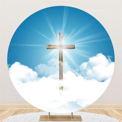 Cercle religieux brillant croix joyeux noël toile de fond