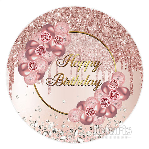 Cercle Rose Or Rose Fleur Joyeux Anniversaire Toile De Fond