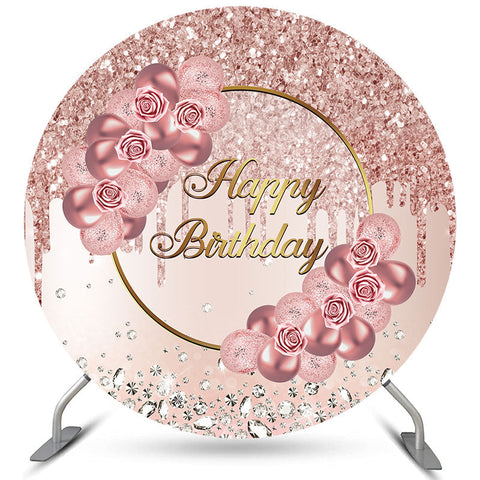 Cercle Rose Or Rose Fleur Joyeux Anniversaire Toile De Fond