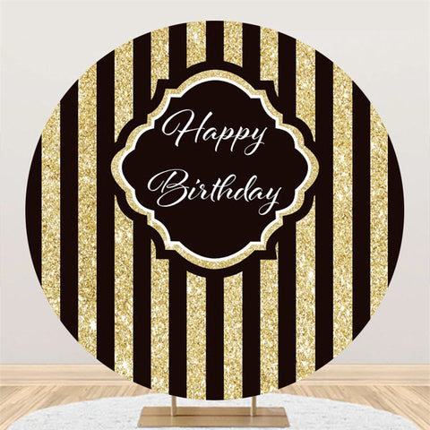 Cercle simple or noir rayure joyeux anniversaire toile de fond