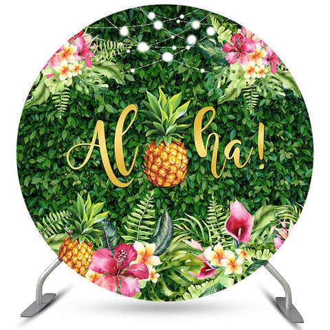 Circle Summer Aloha Ananas Joyeux Anniversaire Toile de Fond