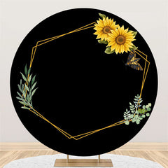 Cercle Tournesol Or Hexagone Joyeux Anniversaire Toile de Fond