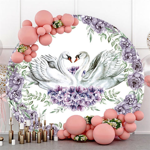 Cercle Blanc Cygne Et Fleur Joyeux Anniversaire Toile De Fond