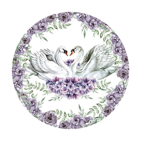 Cercle Blanc Cygne Et Fleur Joyeux Anniversaire Toile De Fond