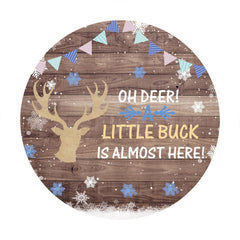 Toile de fond de fête de naissance en bois et cerf pour garçon
