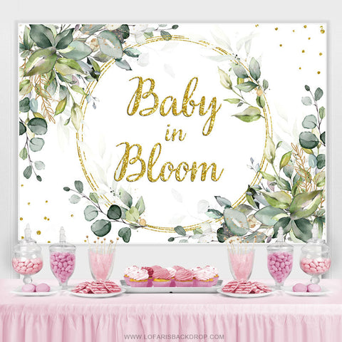 Feuilles classiques Baby In Bloom Gender Reveal Toile de fond