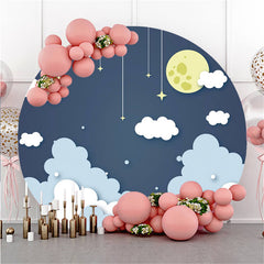 Toile De Fond Ronde Simple De Douche De Bébé De Nuage Et De Nuit De Lune