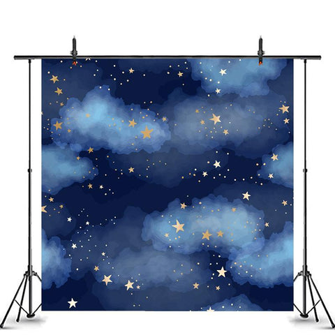 Toile de fond photo bleu étoiles nuage pour fête d'anniversaire