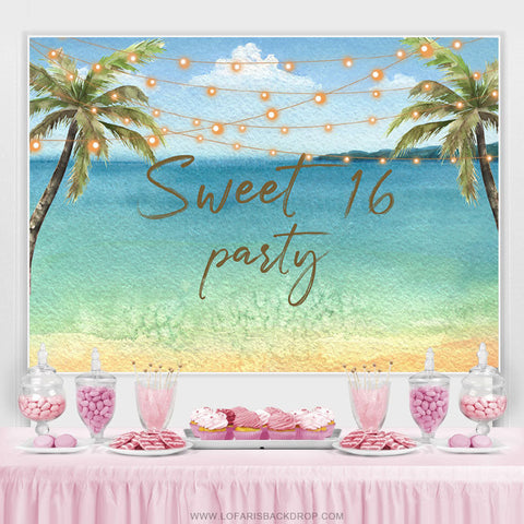 Coconet Tree Summer Beach Doux 16e Anniversaire Toile de Fond