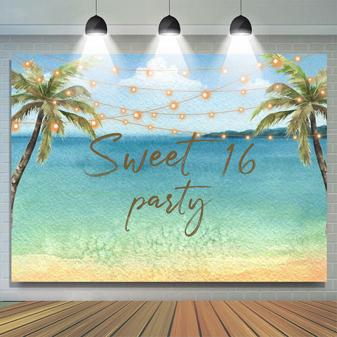 Coconet Tree Summer Beach Doux 16e Anniversaire Toile de Fond