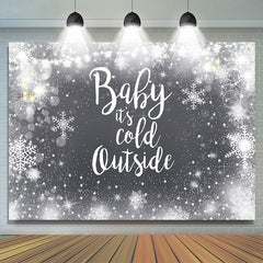 Toile de fond de douche de bébé de flocon de neige de nuit d'hiver enneigée froide