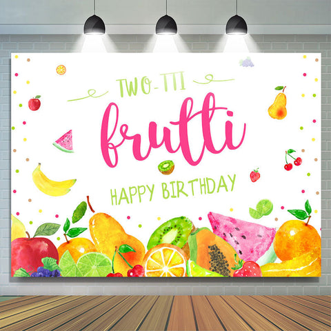 Fruits colorés 2e toile de fond joyeux anniversaire pour la fête