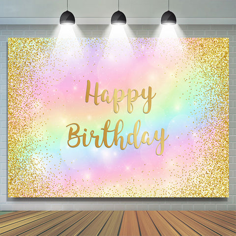 Toile de fond joyeux anniversaire paillettes dorées colorées pour fille