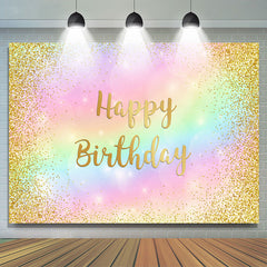 Toile de fond joyeux anniversaire paillettes dorées colorées pour fille