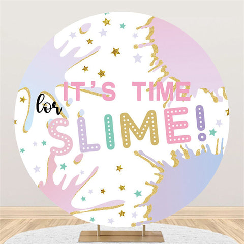 Fond de cercle joyeux anniversaire thème Slime coloré