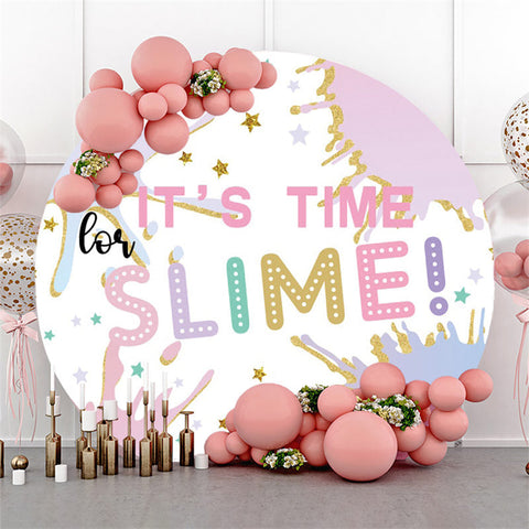 Fond de cercle joyeux anniversaire thème Slime coloré
