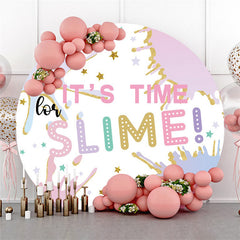 Fond de cercle joyeux anniversaire thème Slime coloré