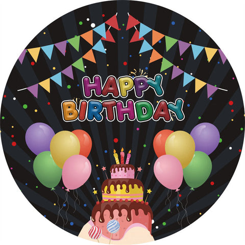 Ballons Colorés Et Drapeaux Ronds Toile De Fond Joyeux Anniversaire