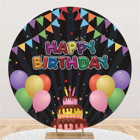 Ballons Colorés Et Drapeaux Ronds Toile De Fond Joyeux Anniversaire