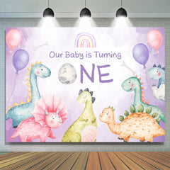 Toile de Fond du 1er anniversaire du ballon de dinosaure coloré