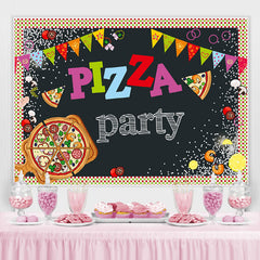 Dot coloré et drapeaux Pizza Party anniversaire toile de fond