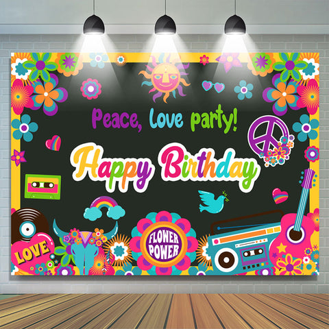 Toile de fond colorée de fête d'anniversaire de paix d'amour floral