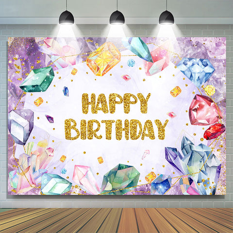 Gemmes colorées Sparkling Purple Girl Birthday Backdrop