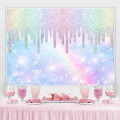 Toile de fond d'anniversaire de scène arc-en-ciel de paillettes colorées Bokeh