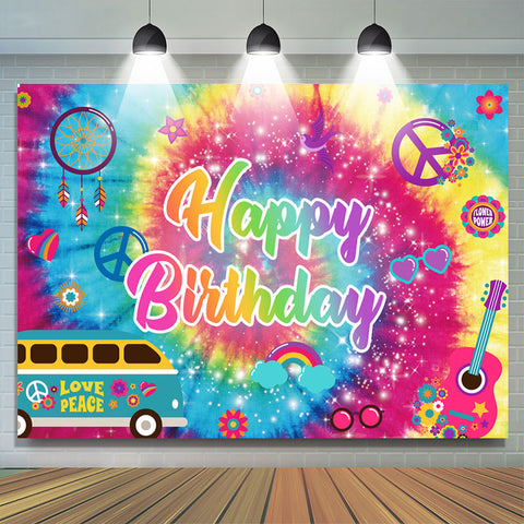 Bannière de fond joyeux anniversaire motif paillettes colorées