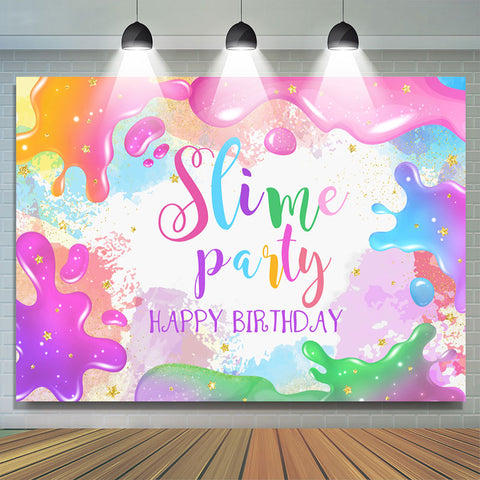 Toile de fond de joyeux anniversaire de fête de Slime de paillettes colorées