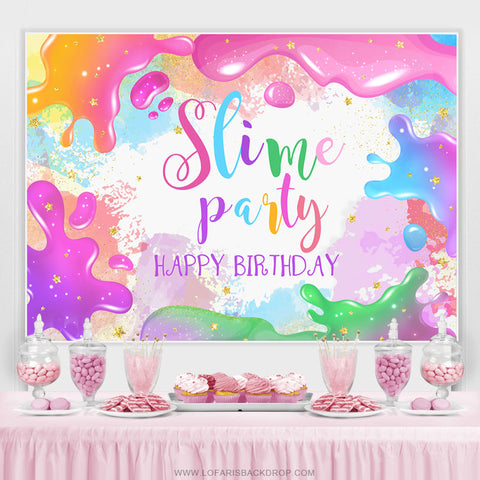 Toile de fond de joyeux anniversaire de fête de Slime de paillettes colorées